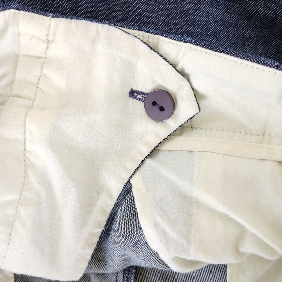 Theory Cuffed Dark Denim Shorts Pleated - Picture 5 of 7